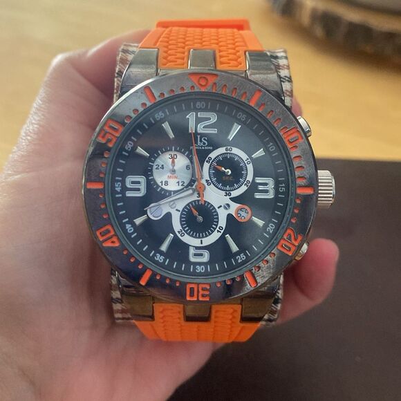 NWOT Men's Joshua & Sons JS55BU Swiss Chronograph Silicone Strap Watch - Picture 2 of 5